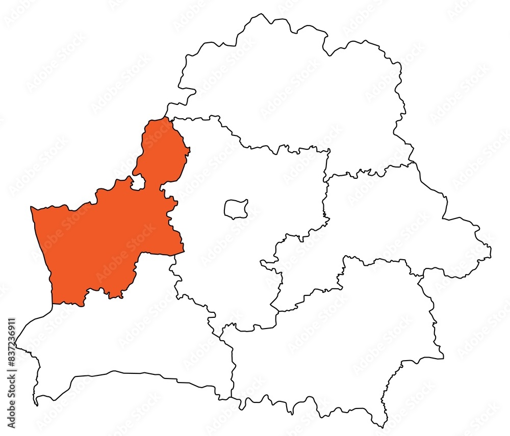 Obraz premium Outline of the map of the region of Belarus - Grodno region