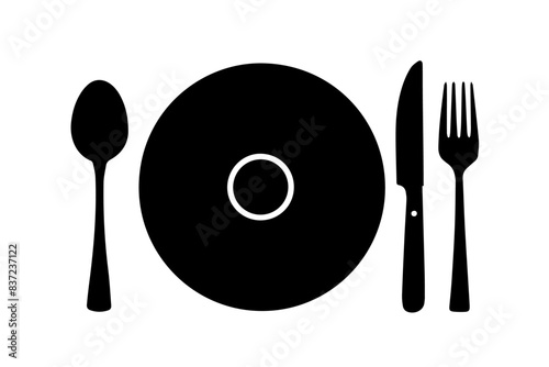 Knife, fork, spoon and plate for any use Vector illustration