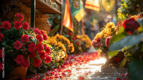 Vibrant Spanish Culture Collage with La Tomatina, San Fermin, and More on White Background photo