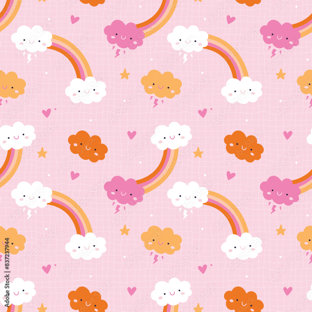 Super cute pink clouds seamless vector pattern Super cute pink clouds seamless vector pattern