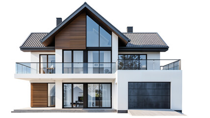 Modern suburban house png, isolated on white on transparent background, simple home suburban home hd