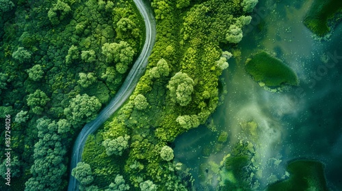 Beautiful aerial landscape on green backdrop. Beautiful scenery. Beautiful natural landscape. Natural background. Air transportation. Aerial view. Top view. 