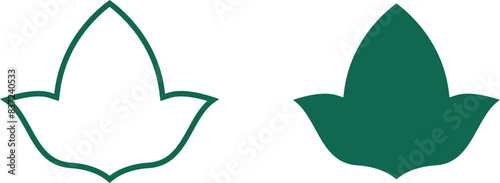 Emerald Green IVY Leaf Vector Illustration Outlined and Flat Icon Design