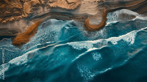Top view aerial photo of an amazingly beautiful sea landscape  photo