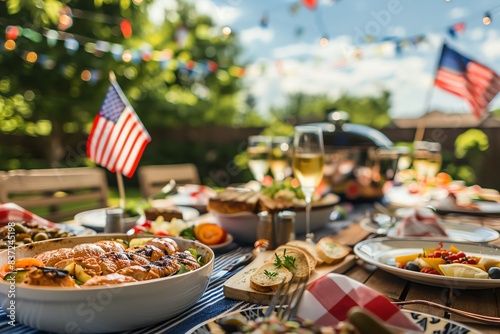 Festive table setting for an outdoor American celebration. © nuttapong