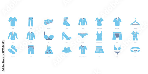 Clothes icons set. Set of editable stroke icons.Set of Clothes