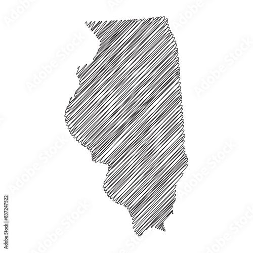 Illinois US state thread map line vector illustration