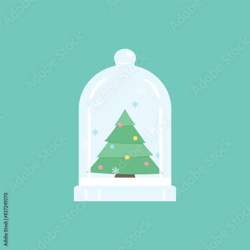 christmas tree glass dome green
