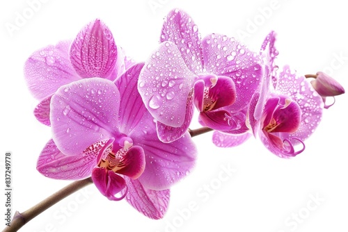 A detailed view of a flower with water droplets glistening on its petals  suitable for use in scientific or educational contexts