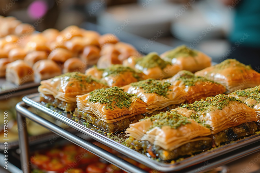 Turkish desert baklava with peanut and pistachio. Turkish desert baklava with peanut and pistachio.