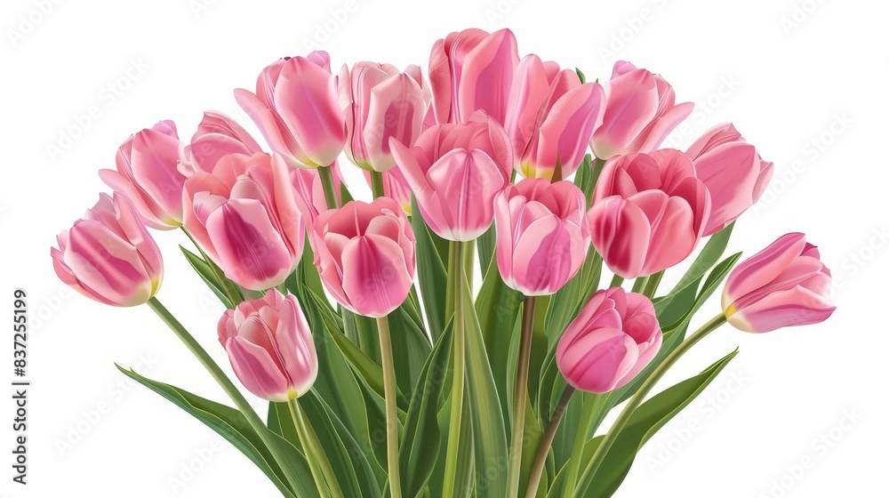 bouquet of pink tulips flowers on white background spring floral still life illustration bouquet of pink tulips flowers on white background spring floral still life illustration