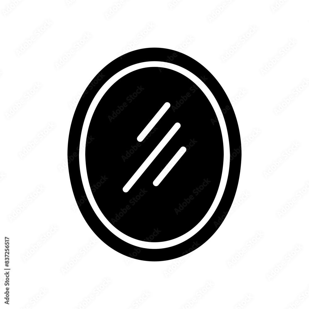 Oval mirror vector icon. Furniture sign Oval mirror vector icon. Furniture sign