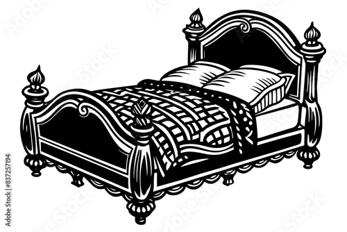 bed silhouette vector illustration