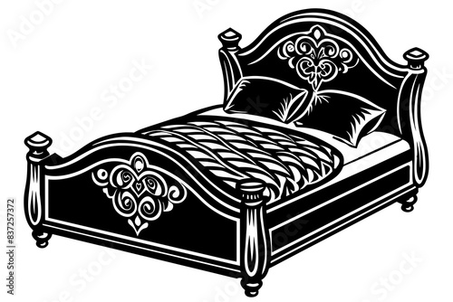 bed silhouette vector illustration
