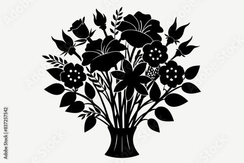 bouquet of flowers silhouette vector illustration