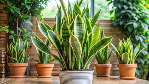 Snake plant Dracaena Trifasciata in a pot with long upright leaves, easy care nature, potted plant, snake plant, Dracaena Trifasciata, pot, indoor plant, greenery, houseplant, foliage