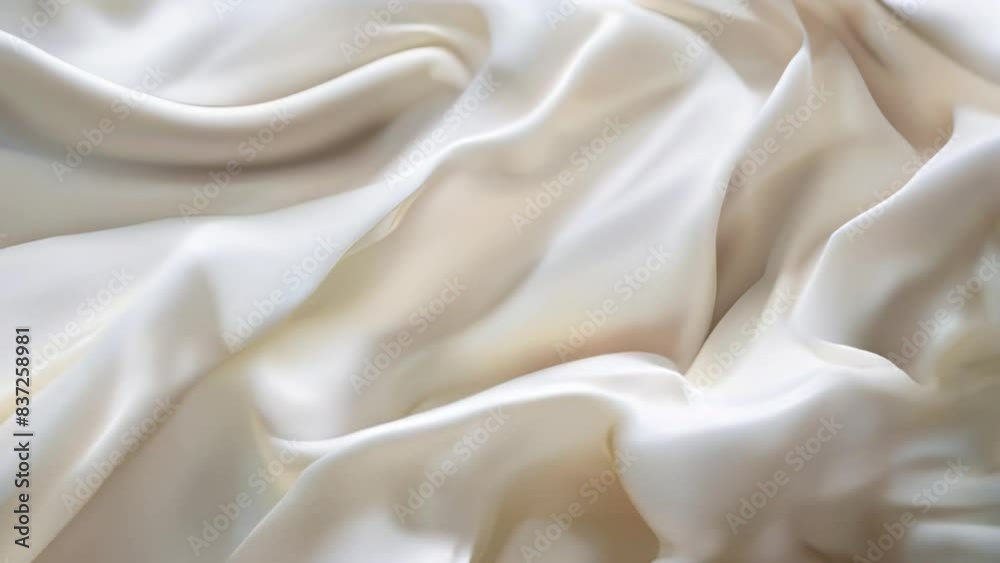 Luxurious white satin fabric background with smooth folds and soft texture for elegant and sophisticated designs