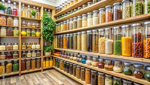 A zero waste grocery store filled with bulk food items and package-free products, promoting conscious consumption and reducing waste