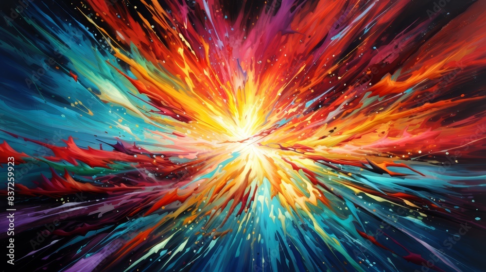 Abstract quantum fusion, colorful energy bursts, artistic interpretation, close-up Abstract quantum fusion, colorful energy bursts, artistic interpretation, close-up