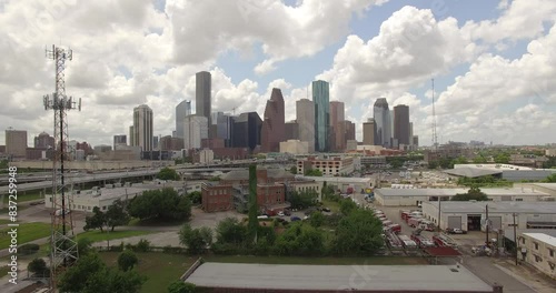 Drone view of downtown Houston skyline