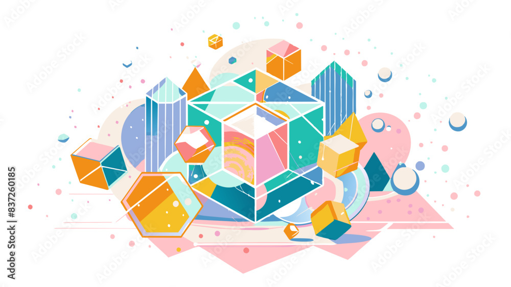Abstract Geometric Shapes in Modern Vibrant Illustration Abstract Geometric Shapes in Modern Vibrant Illustration