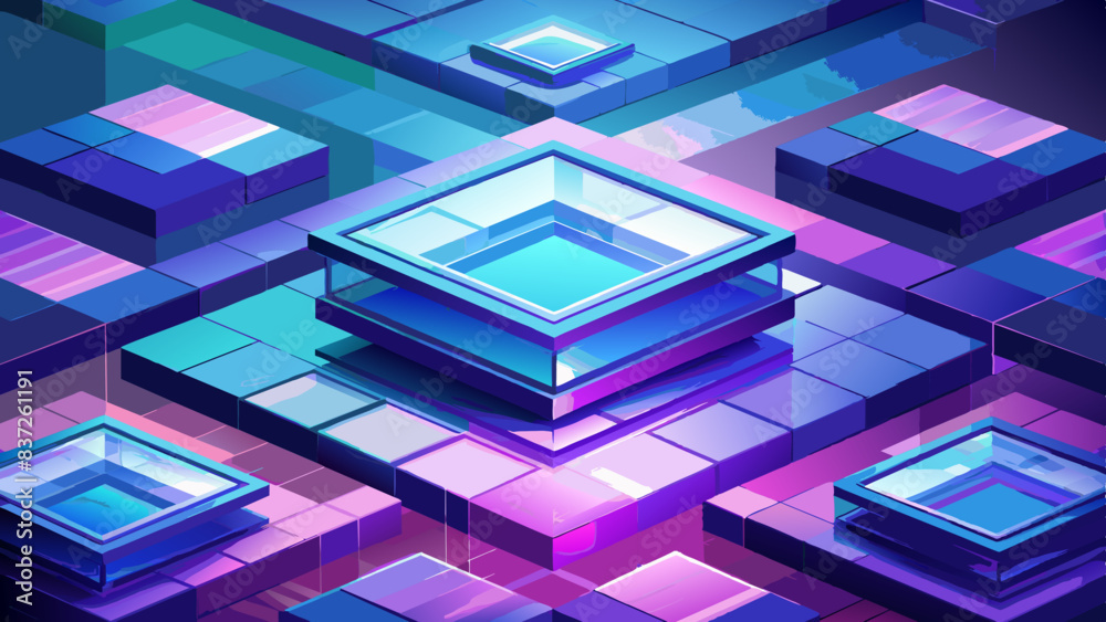 Vibrant Digital Art of Futuristic Neon Geometric Shapes Vibrant Digital Art of Futuristic Neon Geometric Shapes
