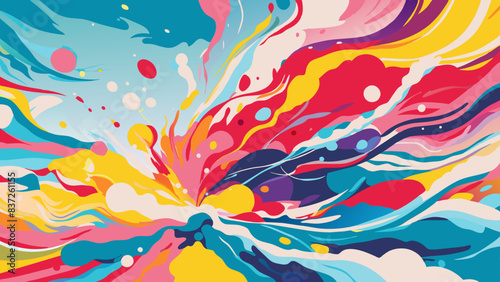Vibrant Abstract Color Explosion Artwork with Dynamic Swirls