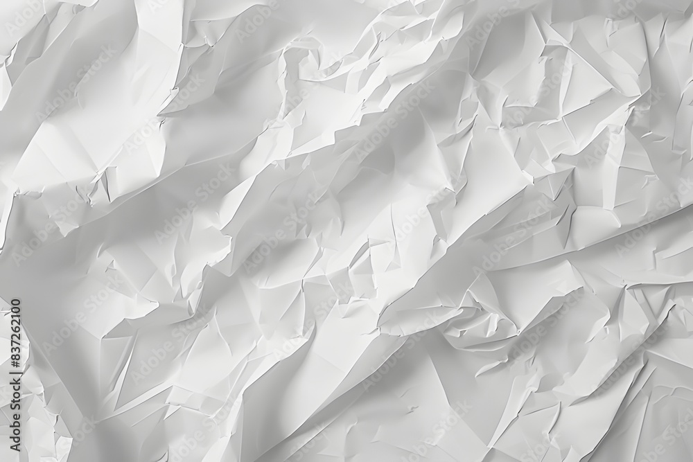 Fototapeta premium White crumpled paper texture background ai generative