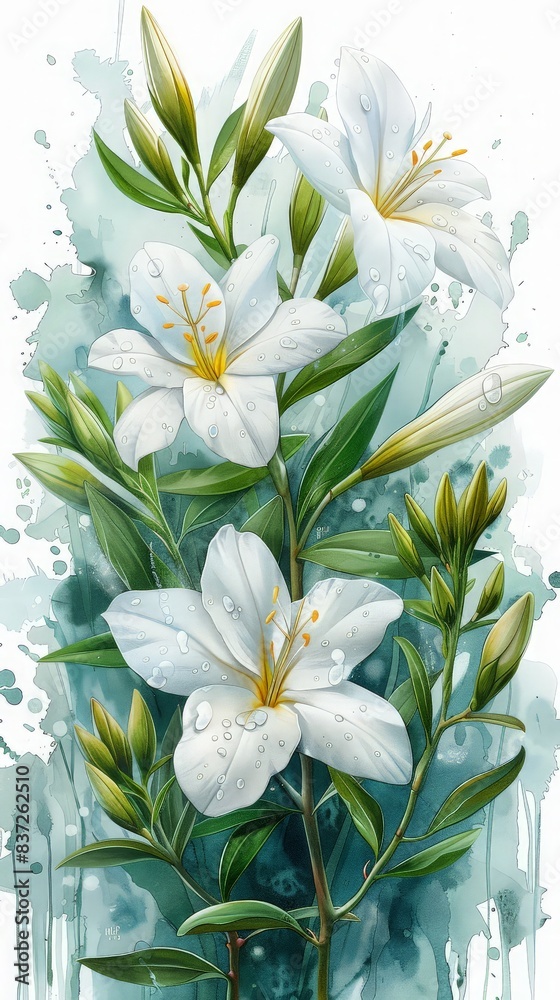 Fototapeta premium Oleander on white background. ai generated