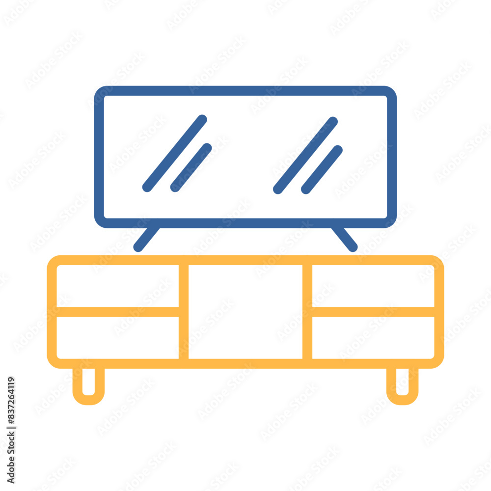 TV stand vector icon. Furniture sign TV stand vector icon. Furniture sign