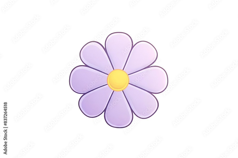 A simple, cartoon-style purple flower with a yellow center, isolated on a black background. A simple, cartoon-style purple flower with a yellow center, isolated on a black background.