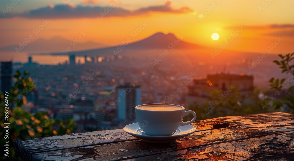 Morning Coffee With a View of Naples and Mount Vesuvius at Sunrise