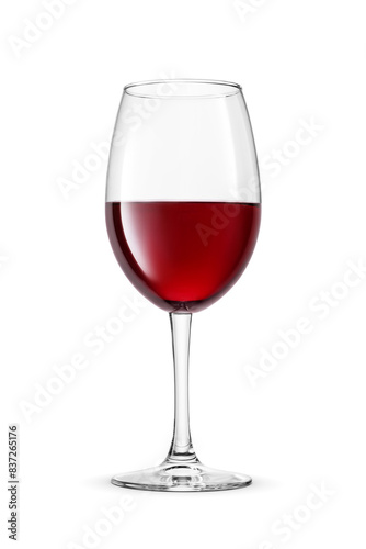 Картината върху платно Single clear glass with a long stem filled with a red wine isolated