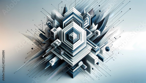 Futuristic 3D Abstract Art - Cutting-Edge Depth and Shapes photo