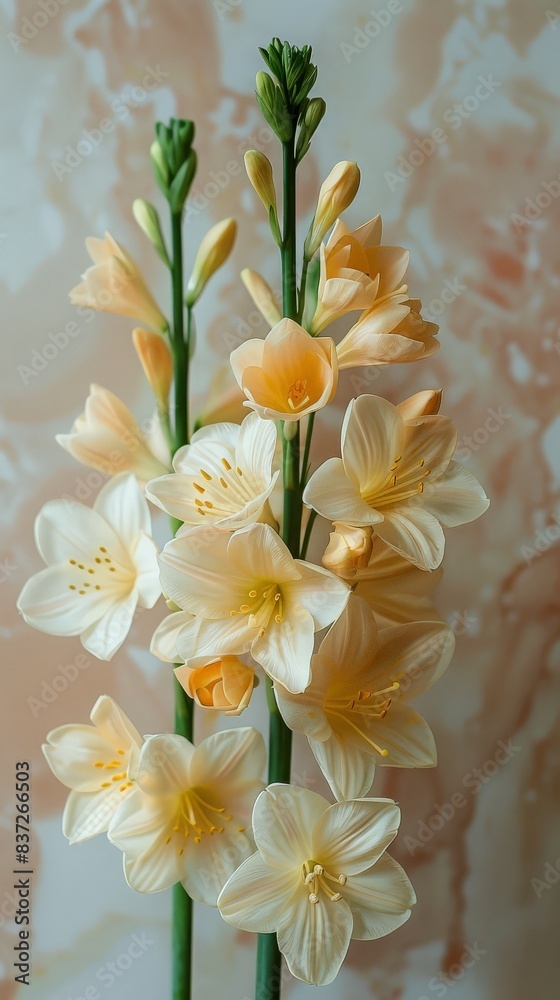 Fototapeta premium Tuberose on white background. ai generated