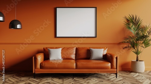 Frame mockup  Living room interior  Generative AI.