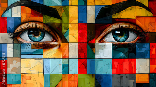 Abstract Contemporary Art A Vibrant and Dynamic Composition Featuring Bold Geometric Shapes and Rich Colors, Perfectly Capturing Modern Artistic Expression and Creativity for an Eye-Catching Visual