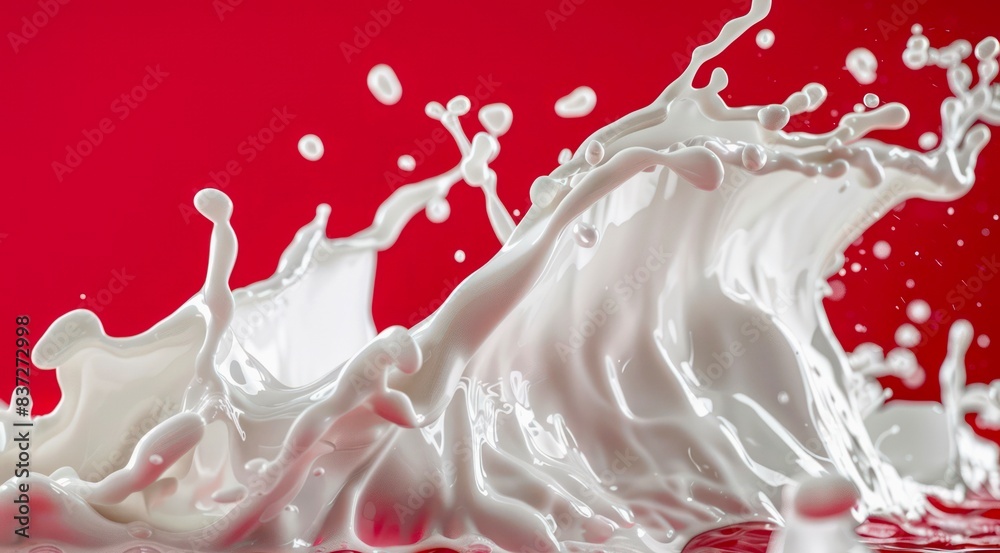 Splash of milk on red background. Splash of milk on red background.