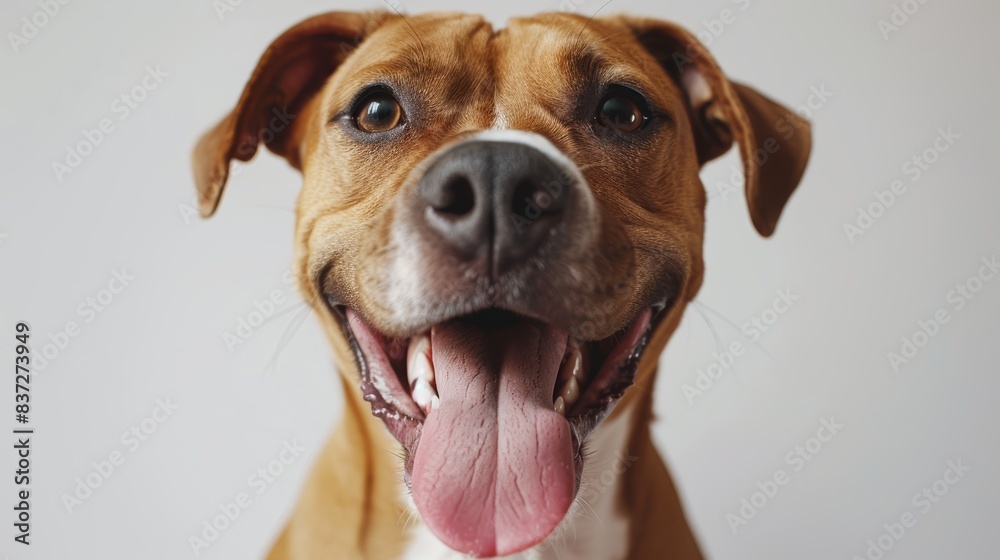 Detailed image of a dog panting with its tongue out, high resolution, isolated on white background, pet behavior and anatomy Detailed image of a dog panting with its tongue out, high resolution, isolated on white background, pet behavior and anatomy