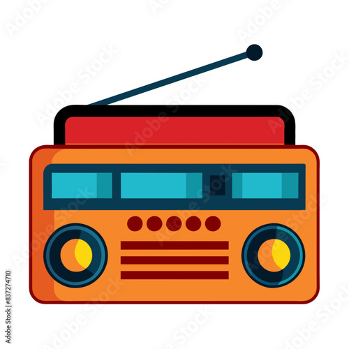 Retro Radio Icon: with antenna, boasting retro-futuristic design, nostalgia 