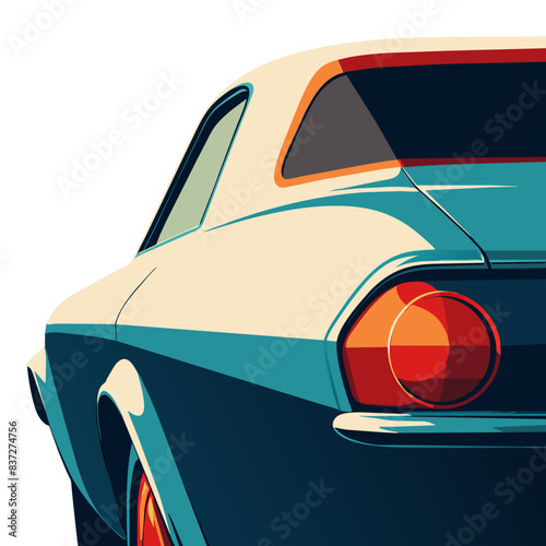 vector image of the rear view of a vintage car