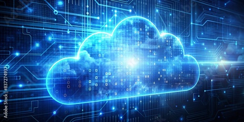 Cloud computing concept with generative technology on abstract background, technology, cloud, computing, generative, AI, artificial intelligence, data, network, innovation, futuristic