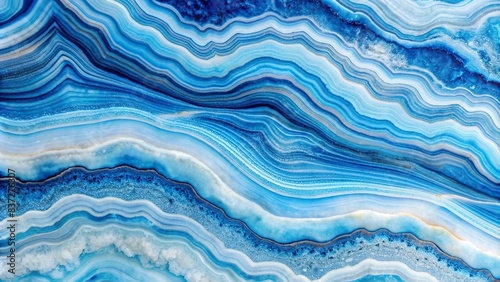 Blue waves on white agate marble, perfect for wallpapers and websites, blue, waves, white, agate, marble, texture, modern, design, natural, stone, background, backdrop, abstract, pattern © joompon