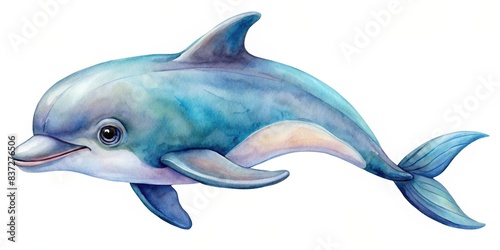 Watercolor fantasy Baby Dolphin clip art isolated on white background  baby dolphin  watercolor  fantasy  clip art  isolated  white background  marine life  underwater  cute  playful  ocean