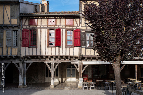 Architecture of the medieval village of Mirepoix in Languedoc Roussillon in the south of France photo