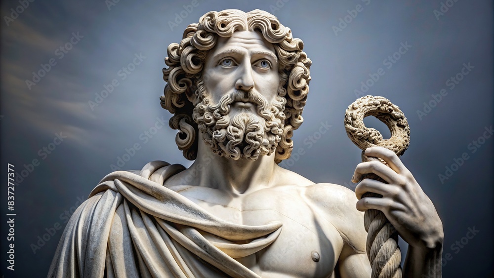 Renaissance marble statue of Asclepius, the Greek God of medicine and healing