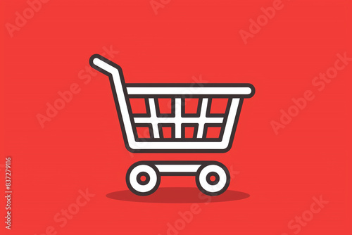 Shopping basket line icon for infographics, mobile devices, and the web. Isolated white vector icon on a red background.