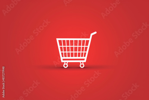 Shopping basket line icon for infographics, mobile devices, and the web. Isolated white vector icon on a red background.
