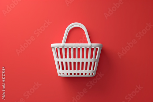 Shopping basket line icon for infographics, mobile devices, and the web. Isolated white vector icon on a red background.