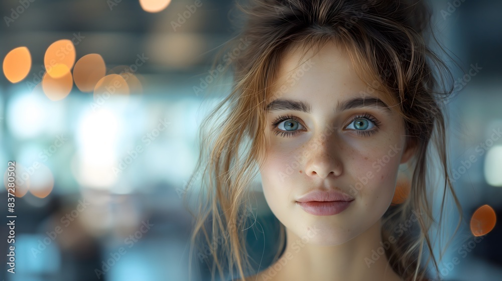 Virtual assistant, Support from a virtual assistant using artificial intelligence, young beautiful woman with digital glitches Virtual assistant, Support from a virtual assistant using artificial intelligence, young beautiful woman with digital glitches